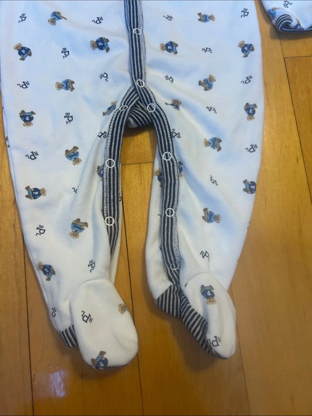 Ralph LaurenBlue Printed Footed Baby One-Piece 6M